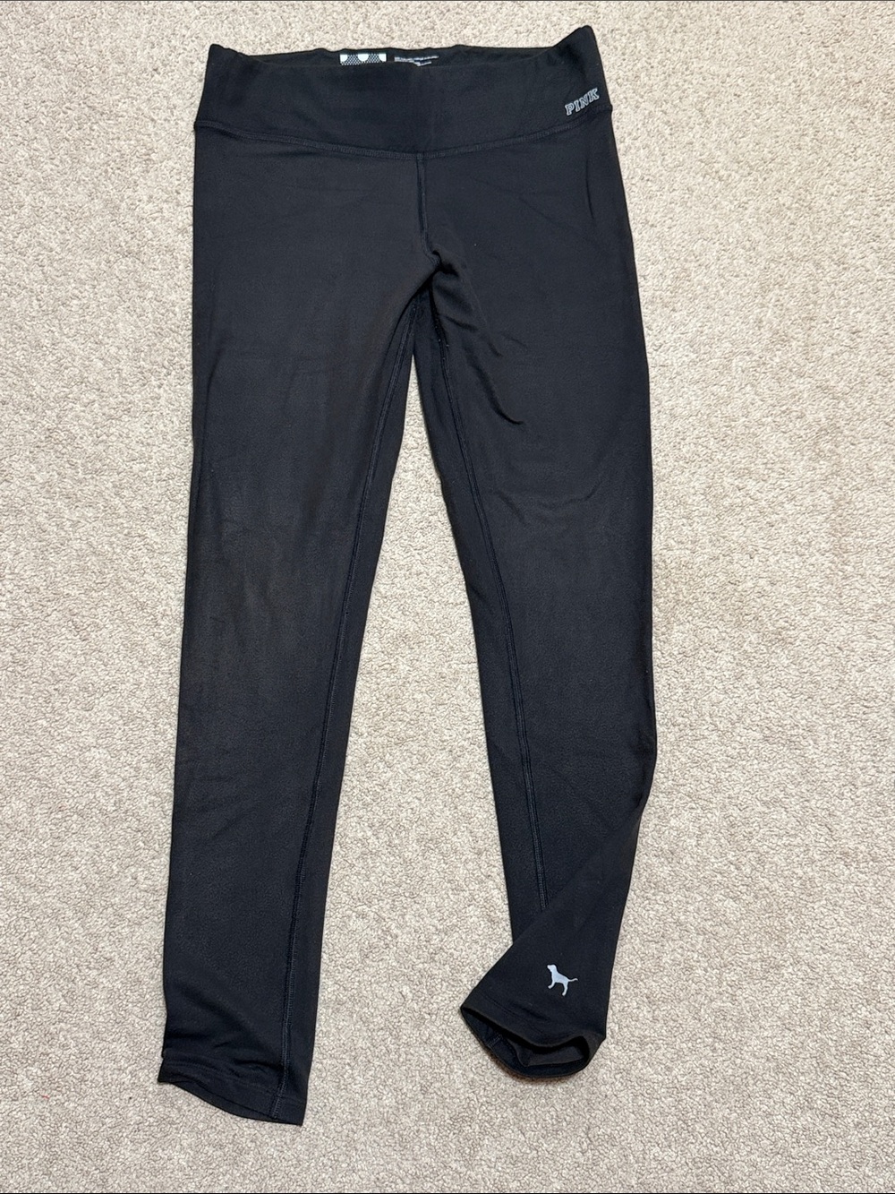PINK Victoria's Secret Black Fleece-Lined Logo Leggings